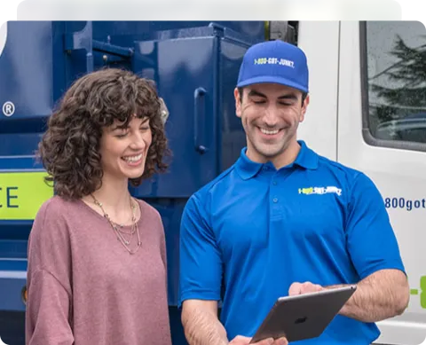 Customer being shown 1-800-GOT-JUNK? prices and provided a junk removal quote