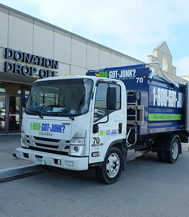 truck in front of donation drop off